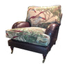 Burnham Cushion Back Chair in Fabric and Leather