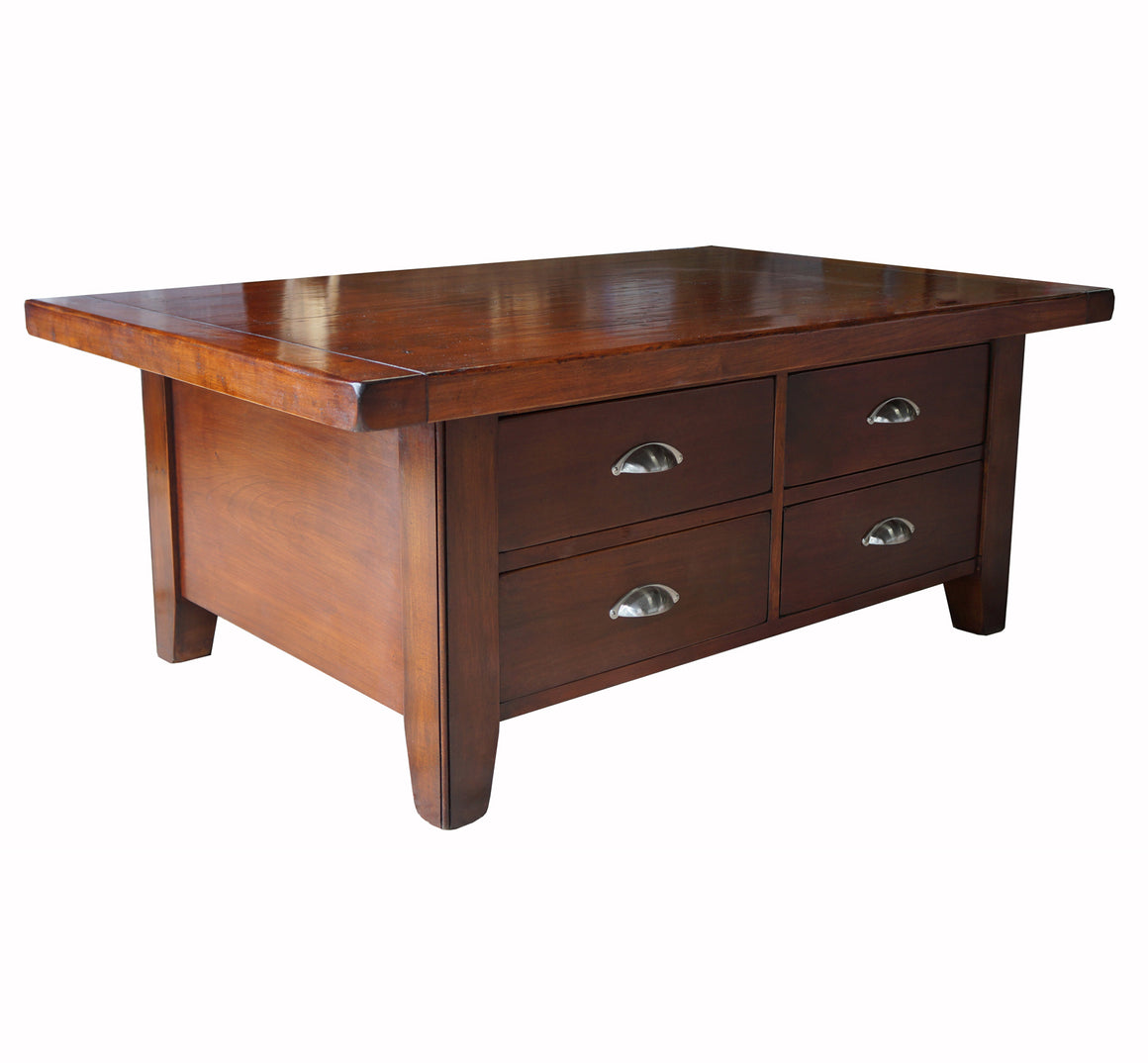 Howard Solid Cherry Wood Coffee Table with Through Drawers
