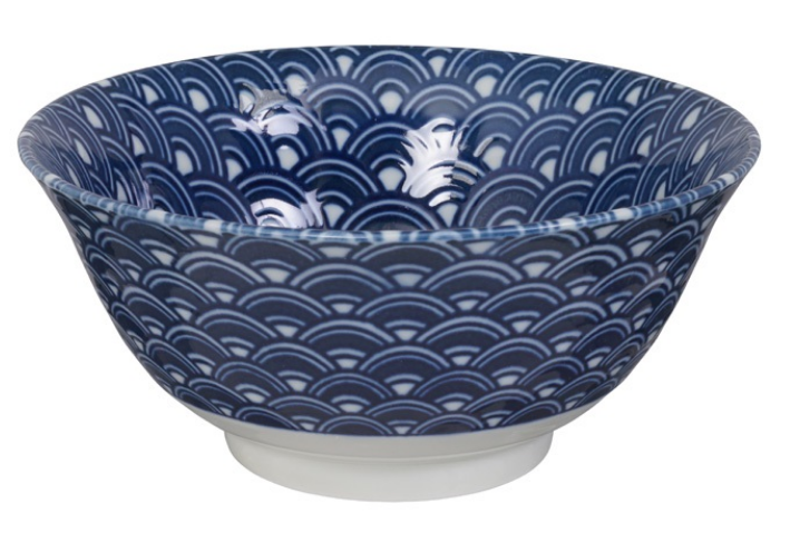 Segeiha dark wave design blue and white bowl from Japan