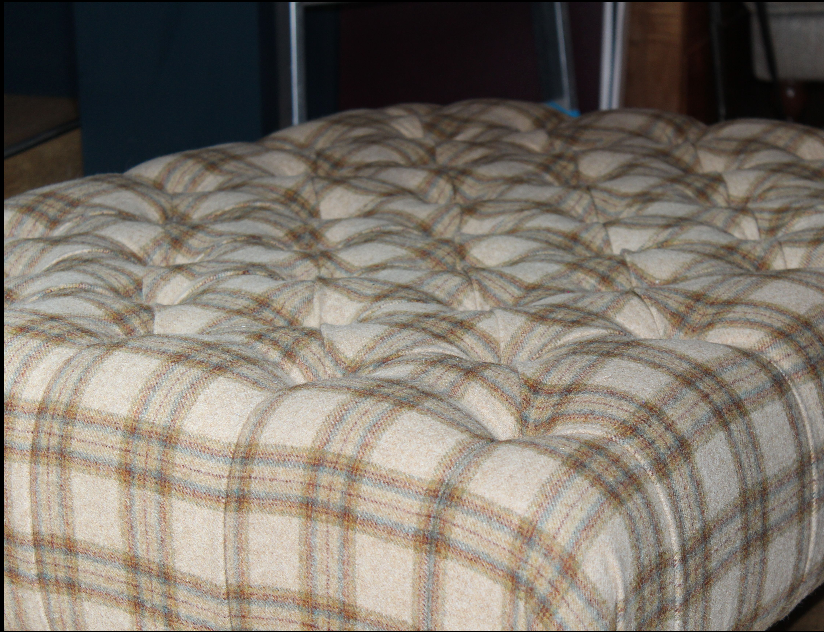 Buttoned 'Footster' Footstool in Moon wool