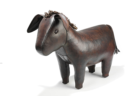 A Leather Donkey Footstool by Omersa