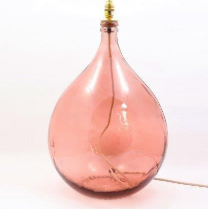 Globus 62cm recycled glass bottle lamp - mulberry, pink, orange and smoke