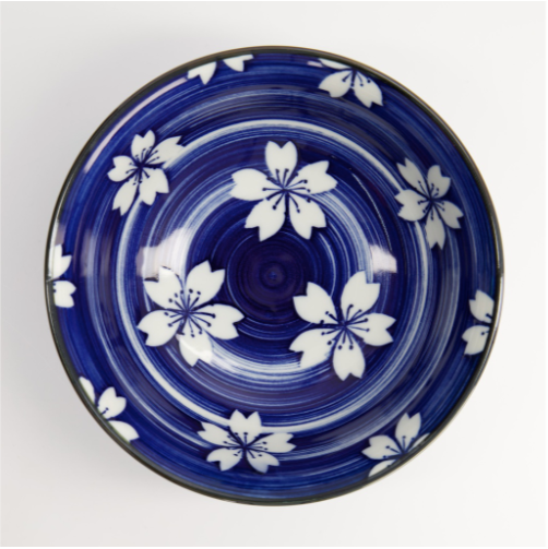 Hakeme lotus design blue and white bowl from Japan