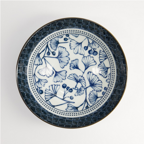 Ichou design blue and white bowl from Japan