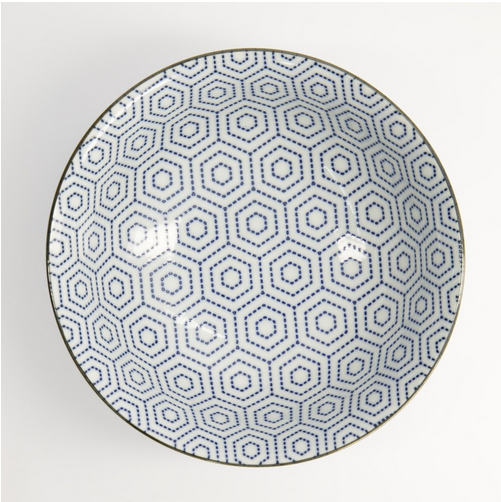 Kikko design blue and white bowl from Japan