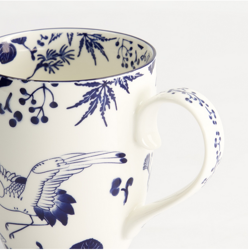 Tancho design blue and white mug from Japan