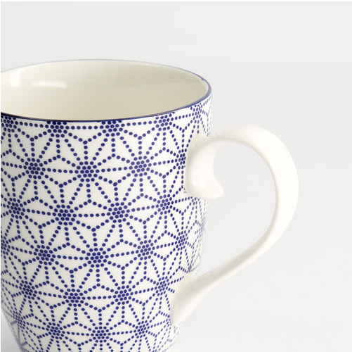 Star design blue and white mug from Japan