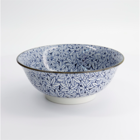 Momiji autumn leaf design blue and white bowl from Japan