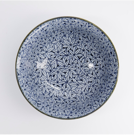 Momiji autumn leaf design blue and white bowl from Japan