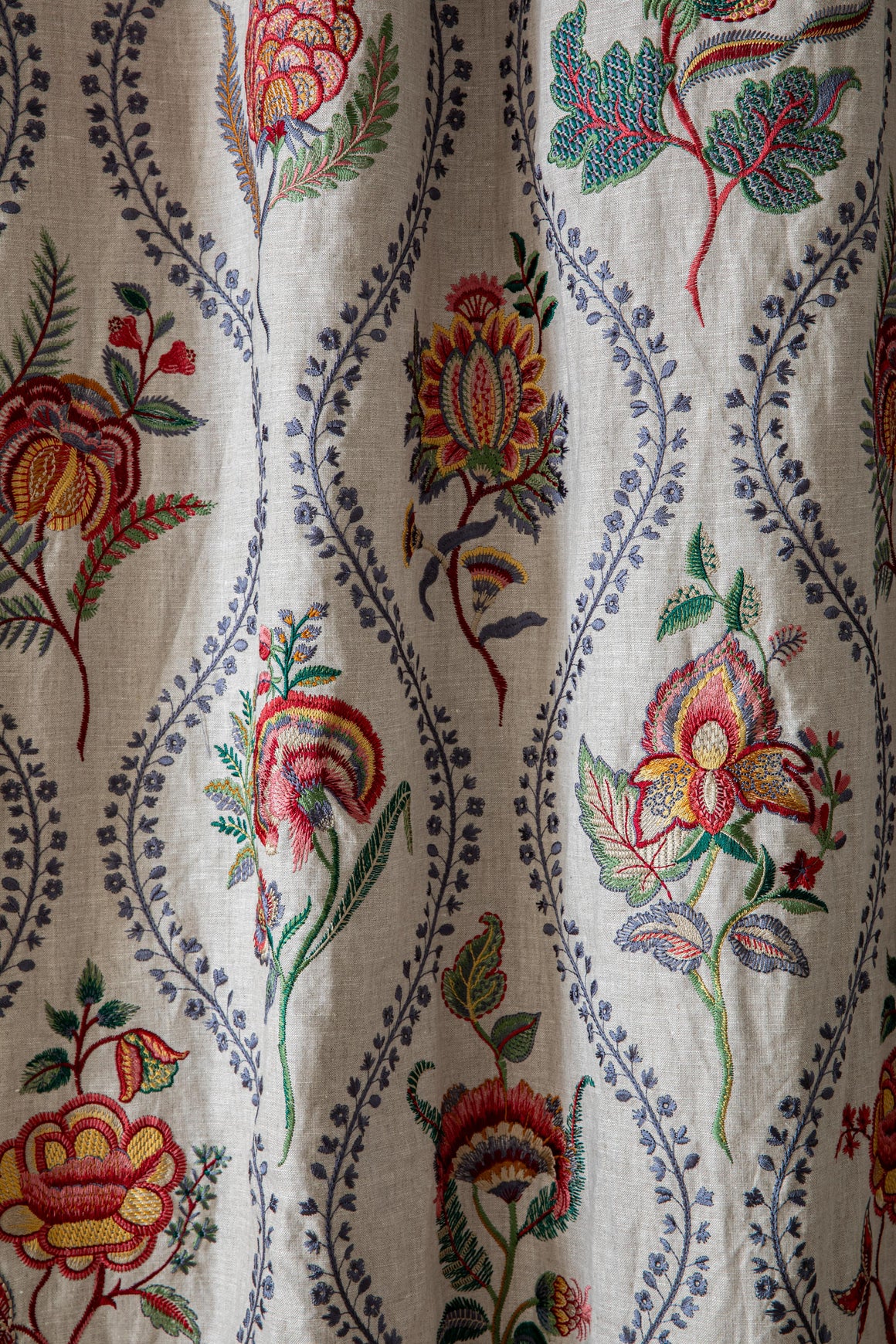 Triple Pinch Pleat Curtains in GP&J Baker Burford Embroidery