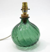 23cm Spiral Bespoke Recycled Glass Small Table Lamp