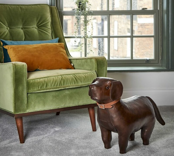 An Omersa Leather Labrador Doggy Footstool - Settle Home