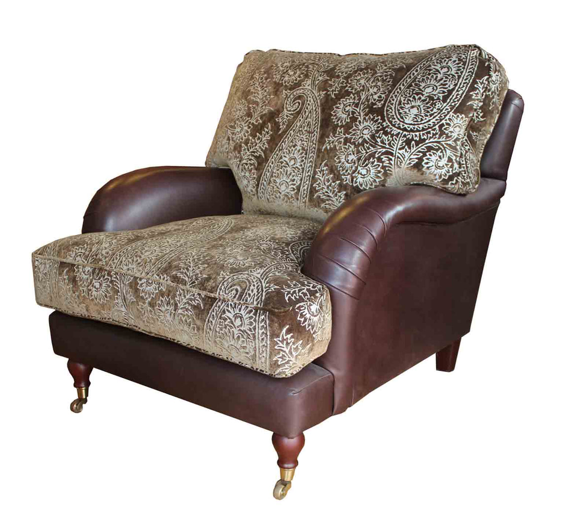 Burnham Cushion Back Chair in Fabric and Leather