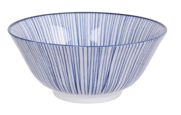 Stripe Bamboo design blue and white bowl from Japan