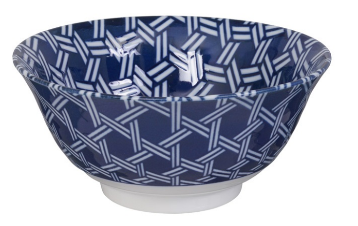 Kagome basket weave design blue and white bowl from Japan