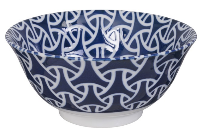Musubi knot design blue and white bowl from Japan