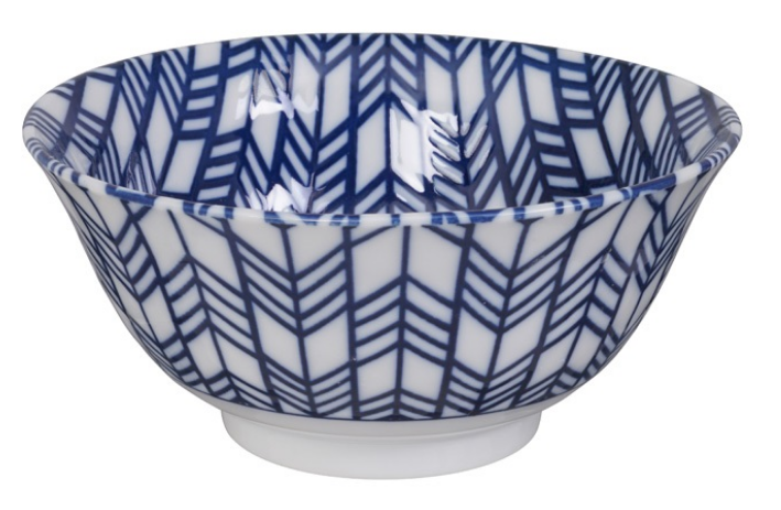 Yabana arrow design blue and white bowl from Japan