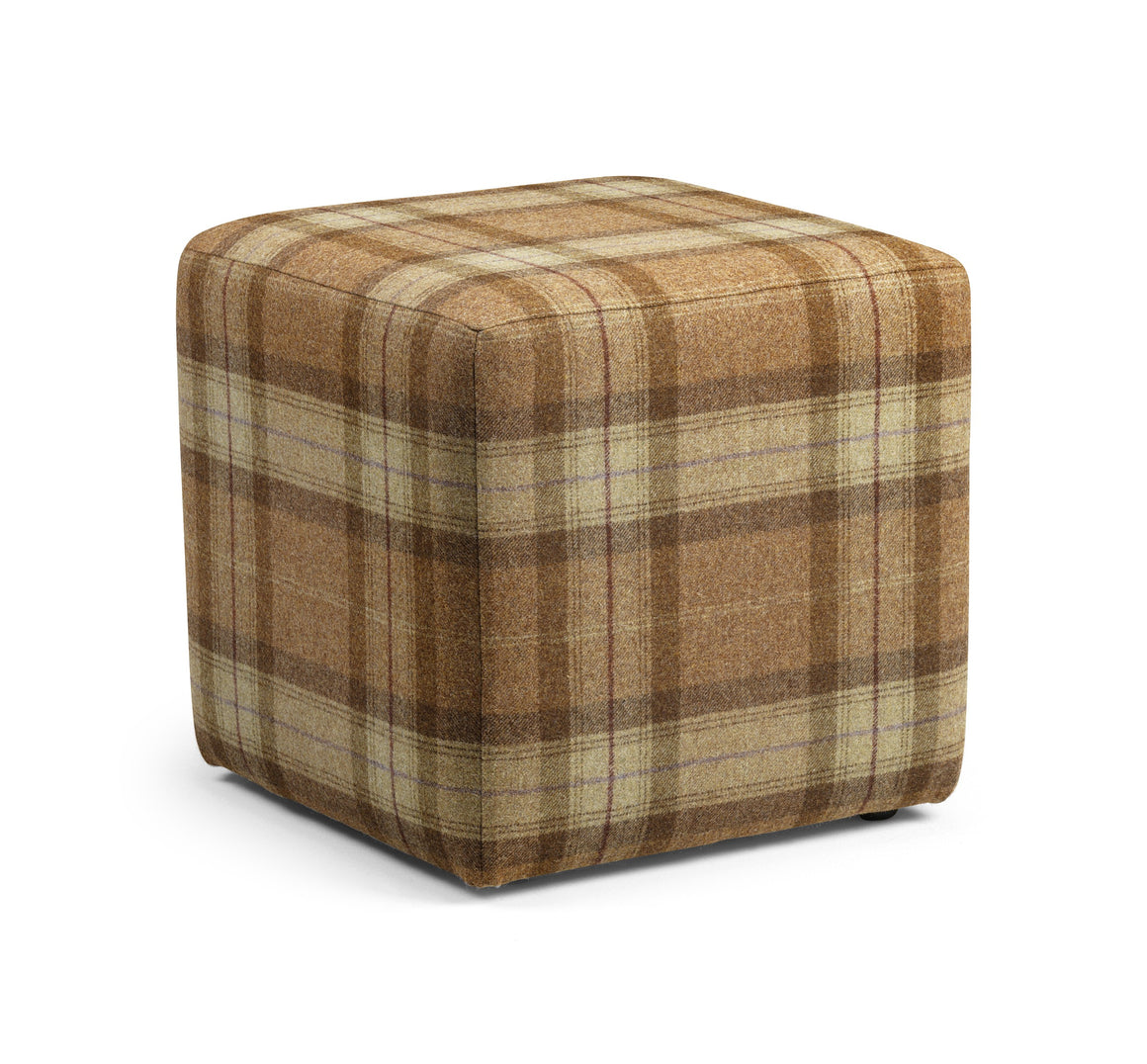 Cube footstool in Linwood Ollaberry Wool
