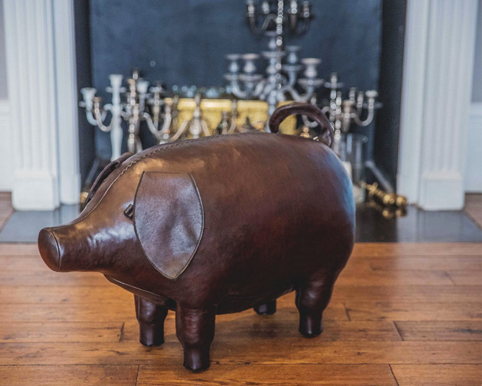 Omersa Leather Piggy Footstool