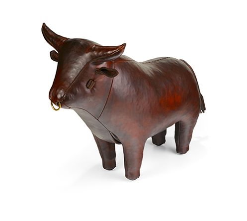 Omersa Leather Ranch bull Footstool - Settle Home