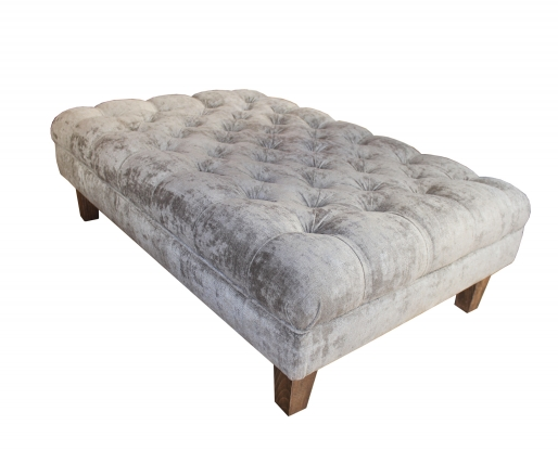Deep buttoned footstool in Warwick Lovely velvet TO ORDER